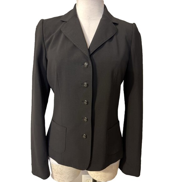 Elie Tahari Suit Jacket Blazer 8 Black Stretch Virgin Wool Minimalist Core - Picture 1 of 14